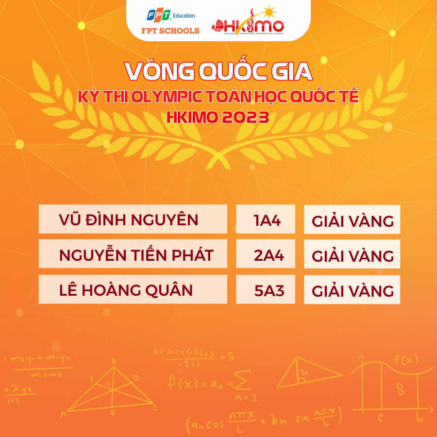 Các con học sinh đạt giải Vàng