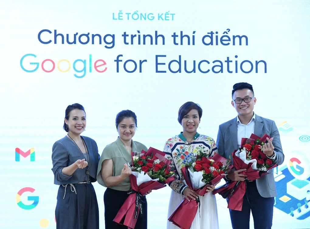 Đại diện trường FPT School Cầu Giấy và các đơn vị tham gia triển khai thí điểm dự án Google for Education tại Việt Nam (Ảnh: Lenovo)