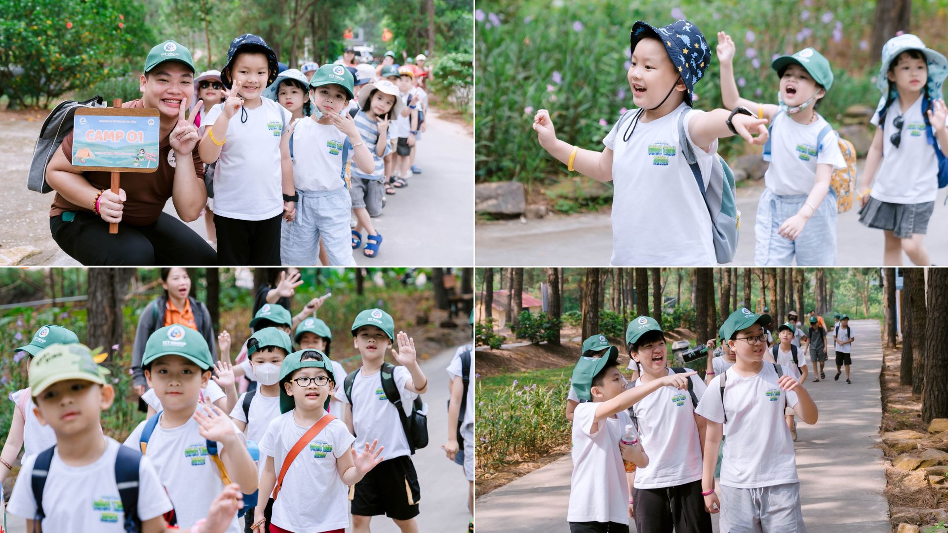 Hành trình “Khám phá hạt giống rừng xanh” của các chiến binh nhí Summer Camp 1 Những nụ cười rạng rỡ khi vừa đặt chân đến địa điểm trải nghiệm.
