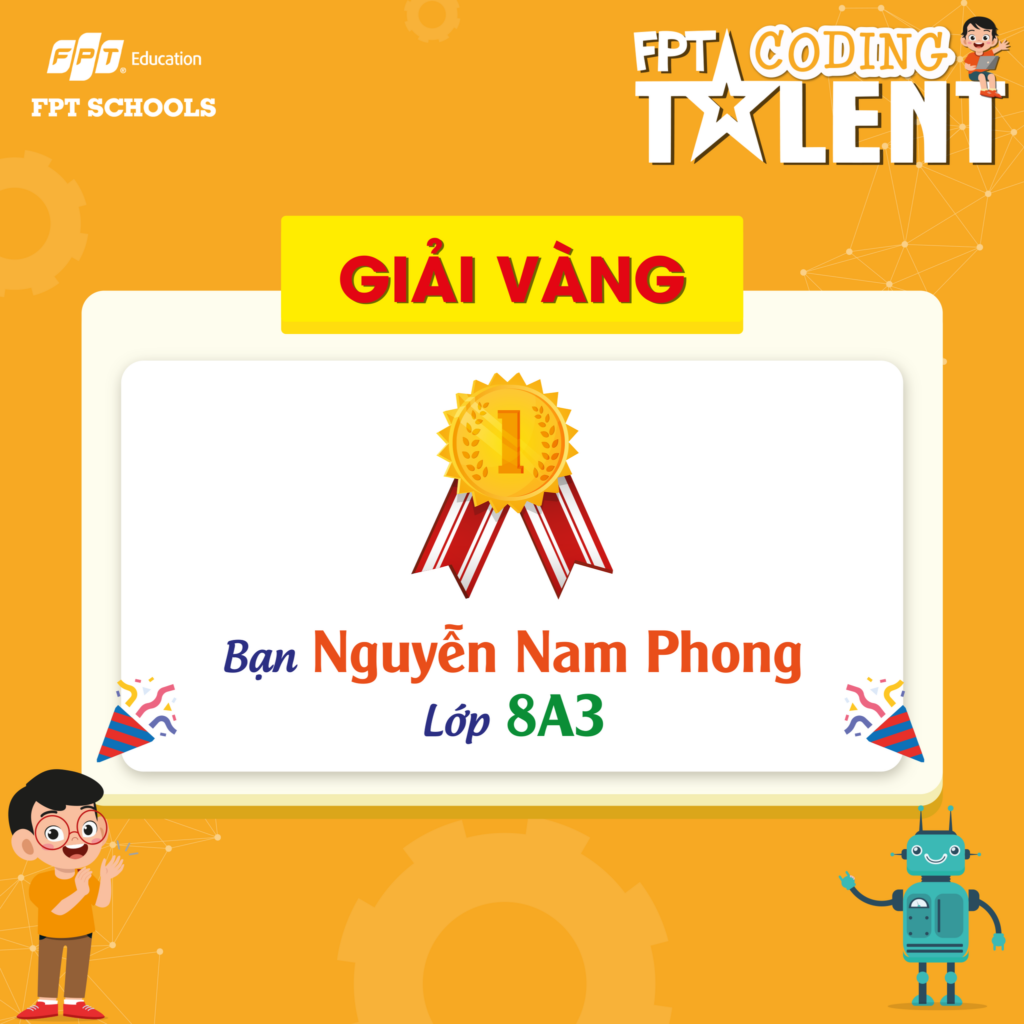 01 Giải Vàng thuộc về Nguyễn Nam Phong (8A3)