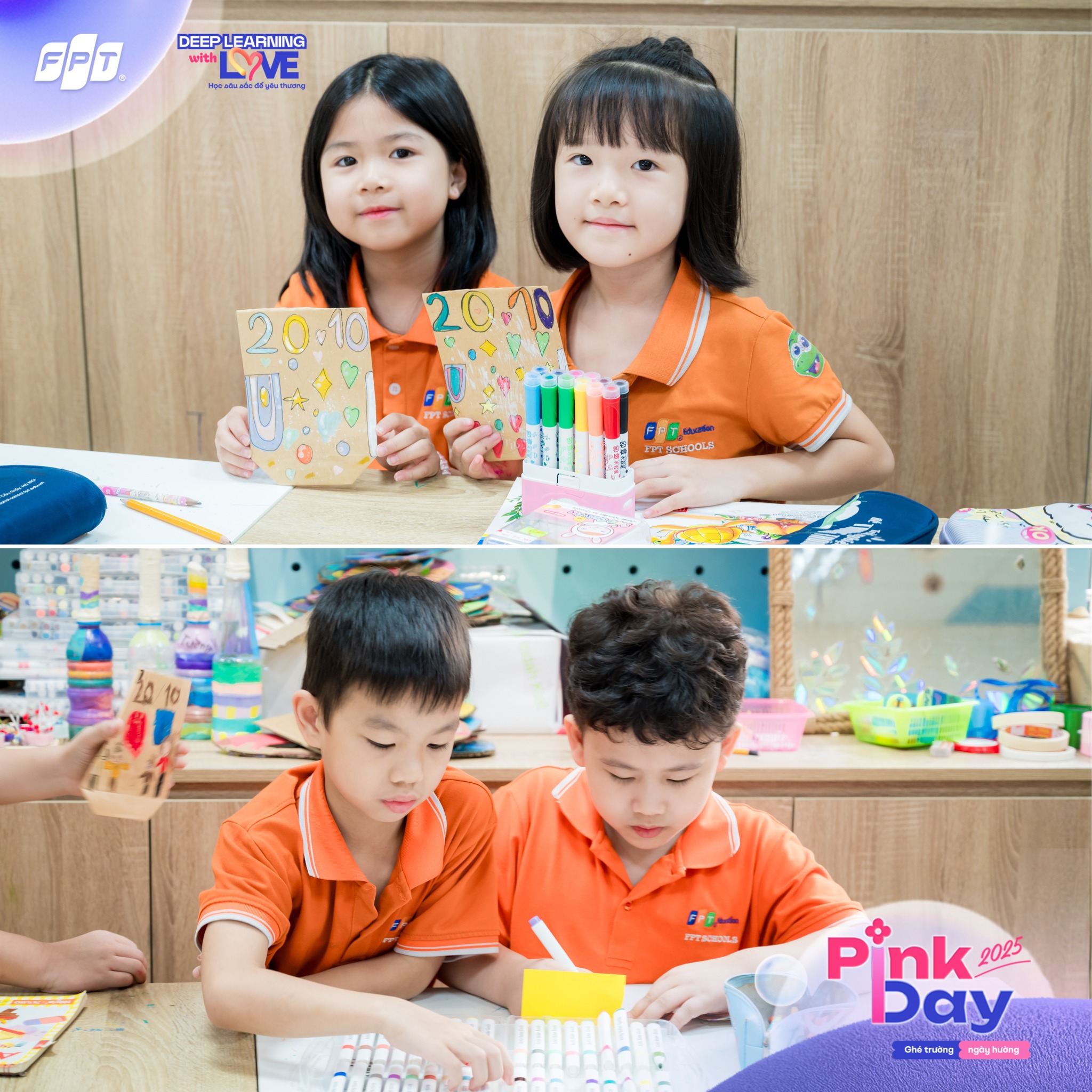 Chương trình phát triển cá nhân FPT PDP 2 Các con học sinh làm các sản phẩm handmade trong dự án hướng tới ngày Phụ nữ Việt Nam 20.10