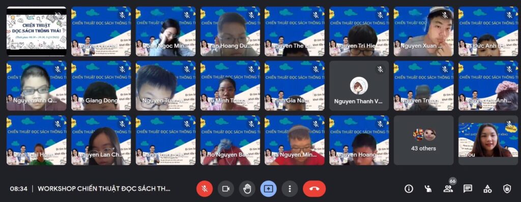 Workshop “Chiến thuật đọc sách thông thái” được tổ chức trực tuyến trên nền tảng Google Meet với sự tham gia của hơn 100 học sinh THCS