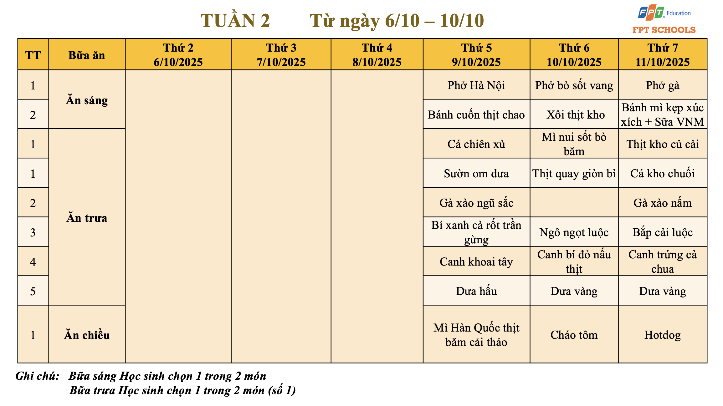 Thực đơn tháng 10.2025 khối THCS 2 Anh man hinh 2025 10 10 luc 15.28.43