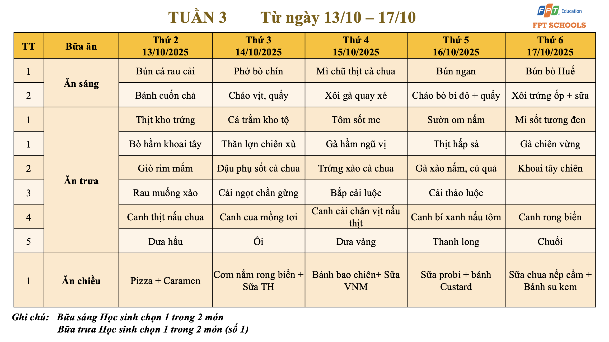 Thực đơn tháng 10.2025 khối THCS 3 Anh man hinh 2025 10 11 luc 11.06.23