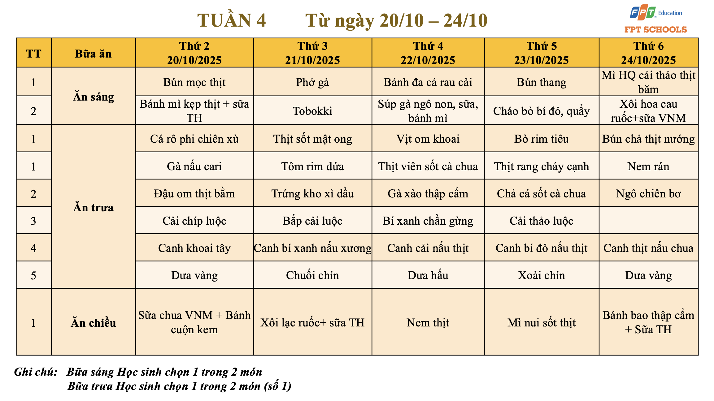 Thực đơn tháng 10.2025 khối THCS 4 Anh man hinh 2025 10 11 luc 11.06.33