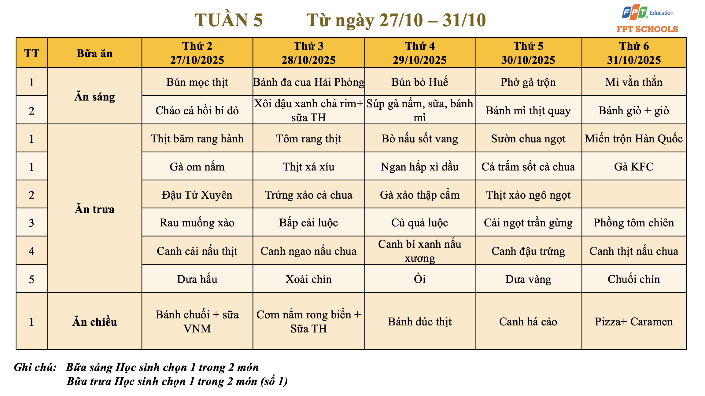 Thực đơn tháng 10.2025 khối THCS 5 Anh man hinh 2025 10 11 luc 11.06.41