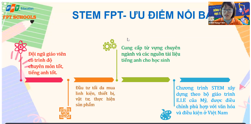 Cô Bích Hằng trình bày những điểm nổi bật trong chương trình STEM của FPT Schools