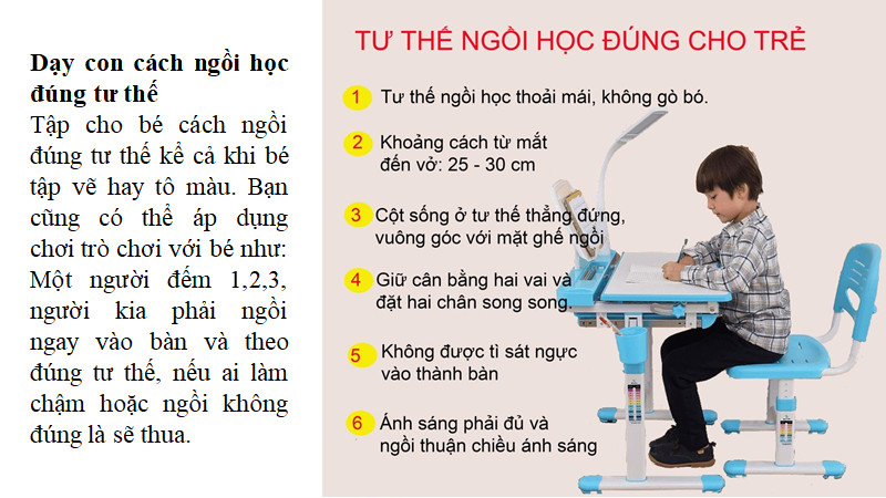 Tư thế ngồi học đúng cho trẻ