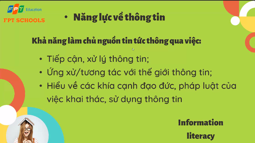 Các con học sinh được trang bị đầy đủ kiến thức về năng lực thông tin