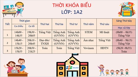 Thời khóa biểu lớp 1A2