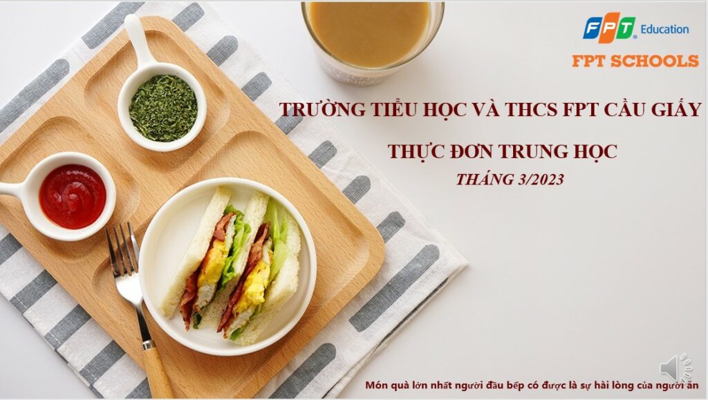 THỰC ĐƠN THÁNG 3/2023 KHỐI THCS