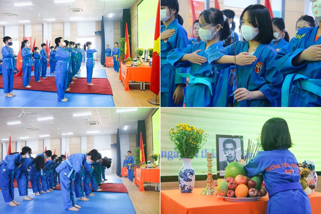 Các con học sinh dâng hương tưởng nhớ Sáng tổ Nguyễn Lộc.