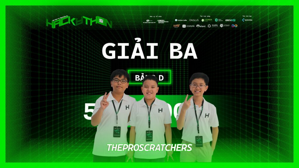 Giải Ba: TheProScatchers - Giải thưởng gồm 5.000.000VNĐ tiền mặt