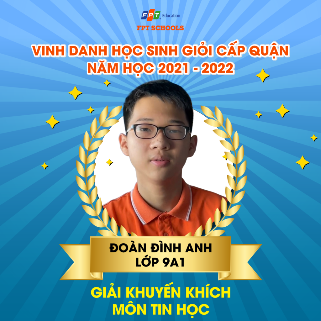 Đoàn Đình Anh lớp 9A1 - Giải Khuyến khích môn Tin học